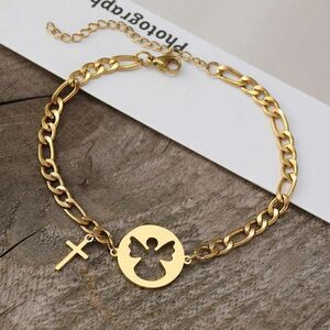 Gold Stainless Steel Angel Bracelet